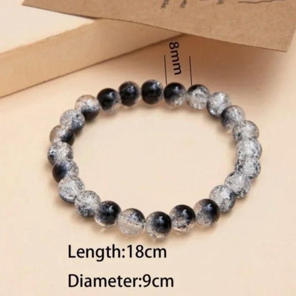 Ombré Black & Silver Beaded Bracelet - Picture 2 of 3